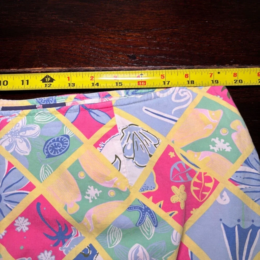 Y2K VTG Tropical Patchwork Skort Multi Color Cotton Tropical Vacation Resort